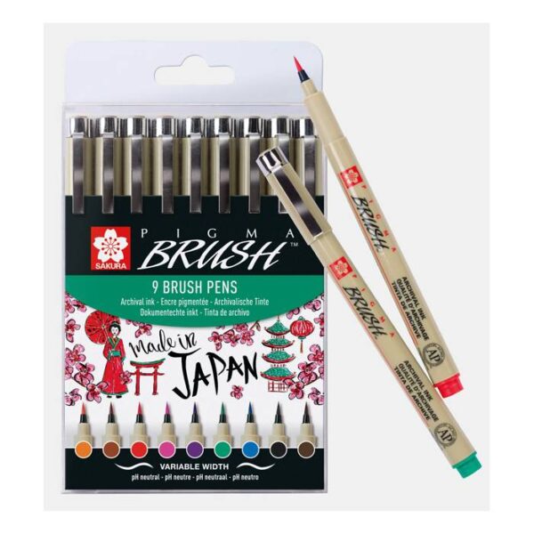 SAKURA  PIGMA brush pen σετ 9 μαρκαδόρων πινέλου